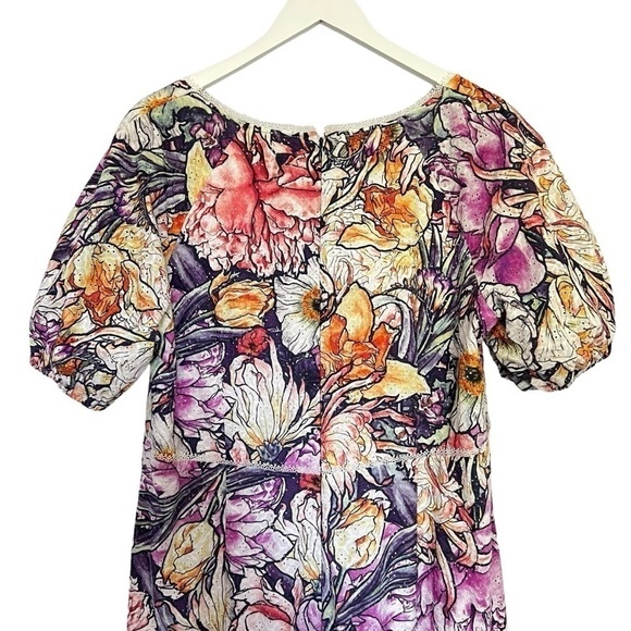 Marchesa Notte Floral Eyelet High Low Midi Dress Size 16 - Picture 9 of 16